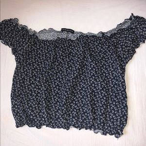 Navy Blue Off The Shoulder Top